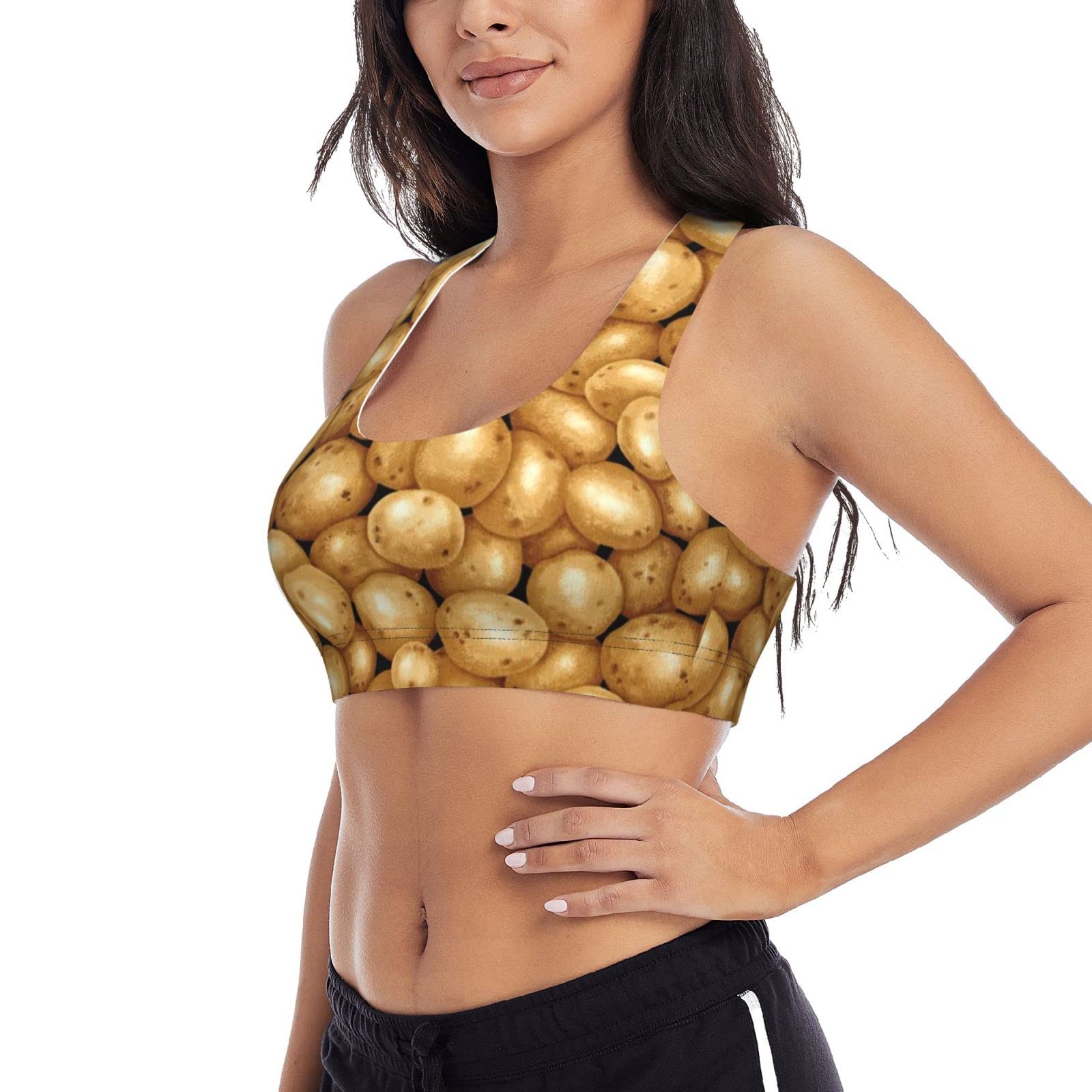 Best Women's Sports Bras for Workout & Fitness - Racerback Gym Activewear for Running, Yoga & Training - Comfortable & Supportive for High-Intensity Exercise (Garden Potatoes) - Perfect for Gym, Running, Yoga & Everyday Wear