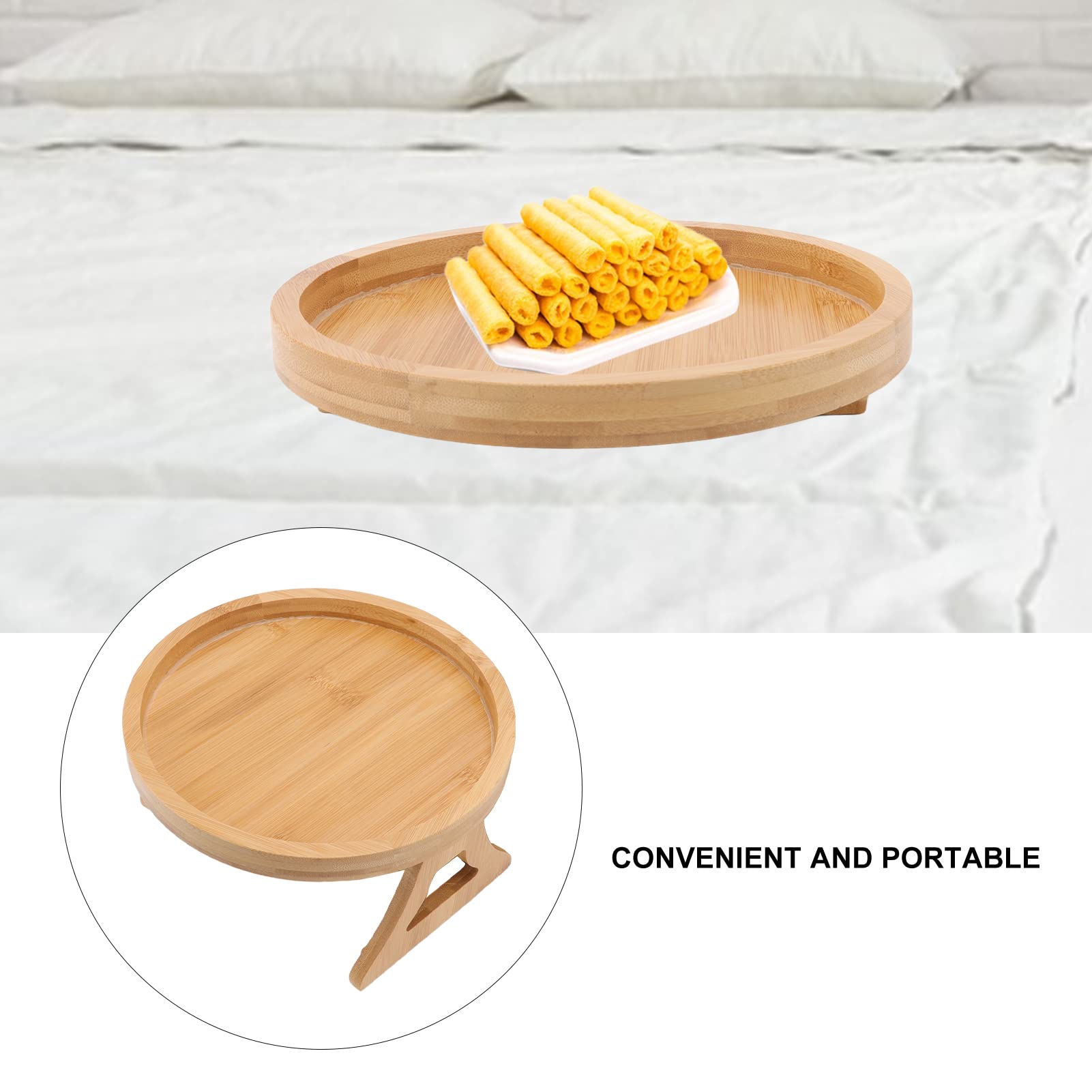 Wooden Sofa Armrest Tray - Foldable Couch Table with Clip Holder for Coffee, Tea & Snacks | Perfect for Movie Nights, Reading & Living Room Relaxation