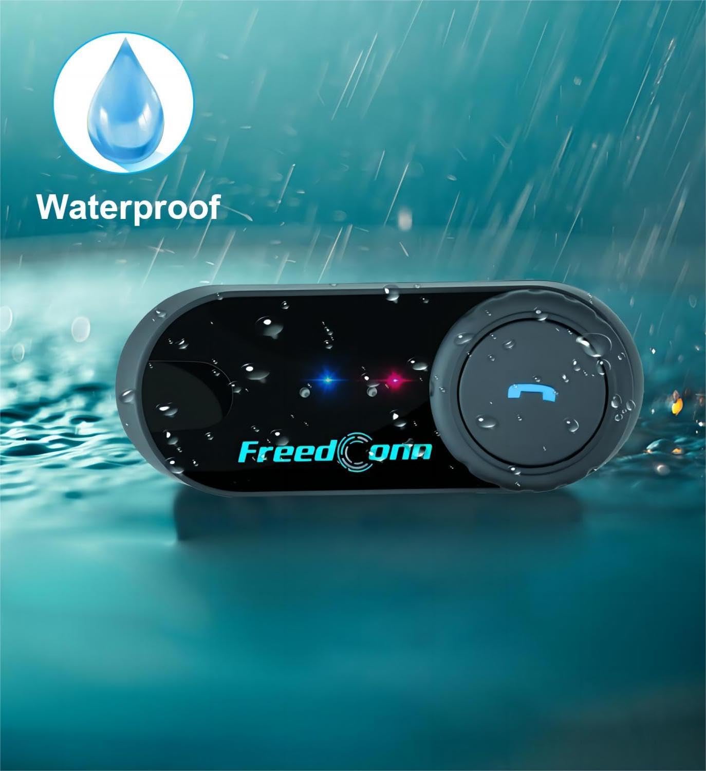 FreedConn T-COMVB Motorcycle Bluetooth Headset - Bluetooth 5.0 Helmet Communication System for Motorcycle, Skiing & Outdoor Sports | 800M Range | 2-3 Rider Intercom | Music Sharing | 2 Pack with Hard/Soft Mic Options | Perfect for Group Riding, Adventure Tours & Snow Sports