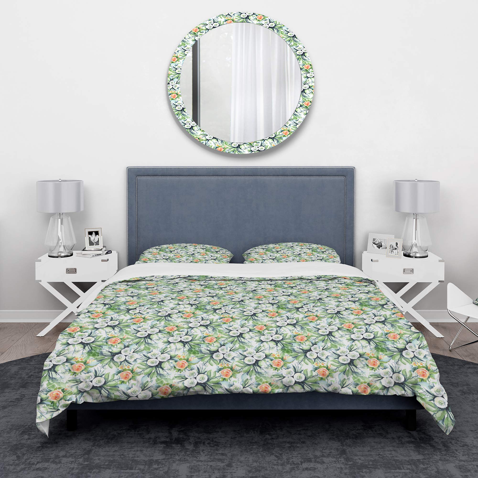 Nautical Floral Duvet Cover Set King - Coastal Bedding for All Seasons