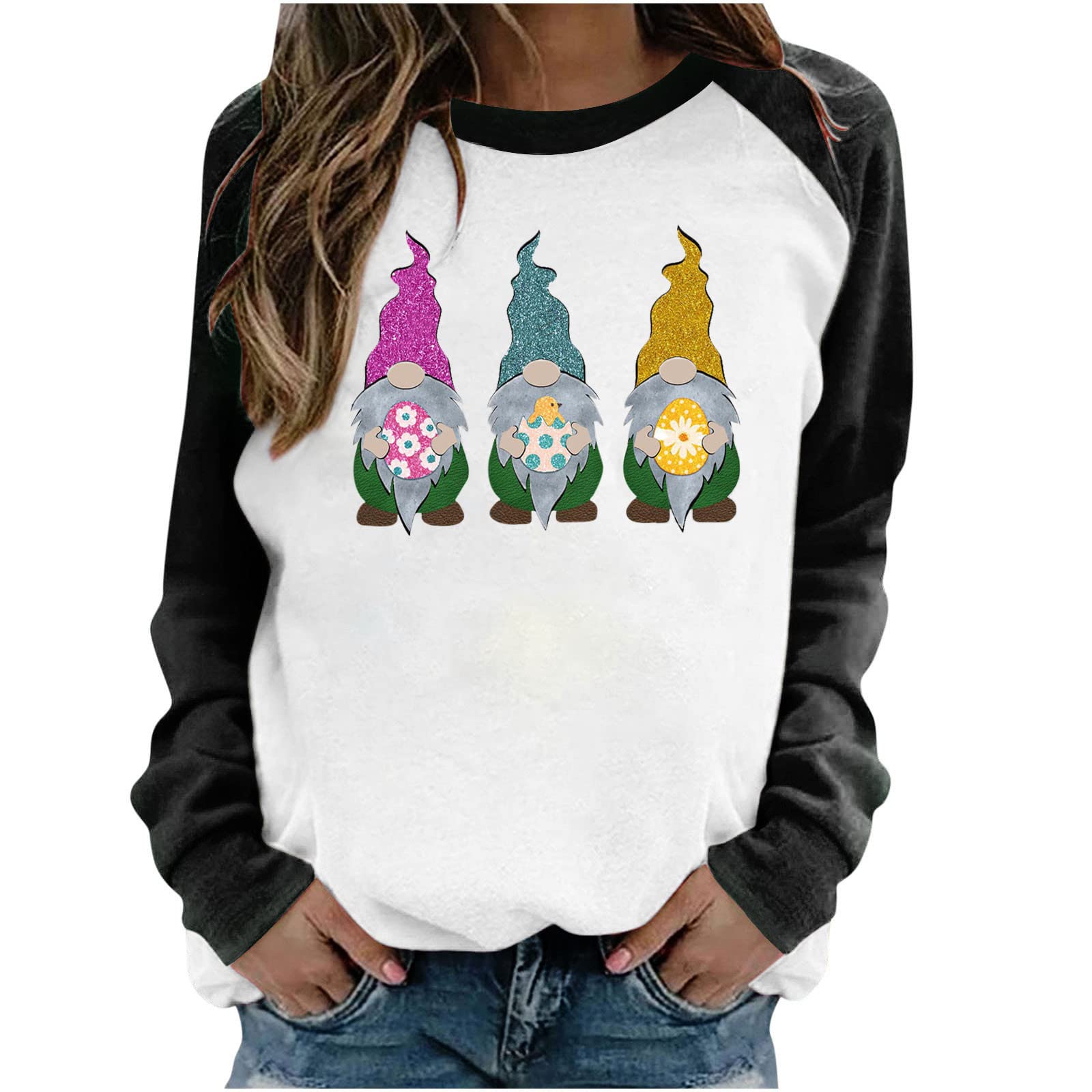 Women's Long Sleeve Printed Sweatshirt - Casual Easter Fashion Top for Ladies | Perfect for Spring Outings, Holiday Gatherings & Daily Comfort Wear