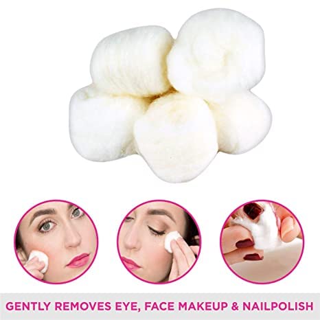 Premium 50-Pack Multi-Purpose Cotton Balls for Skin Care, Makeup & Nail Polish Removal | Soft, Hypoallergenic Facial Pads | Ideal for Eye Makeup Removal, Face Cleansing & Manicures