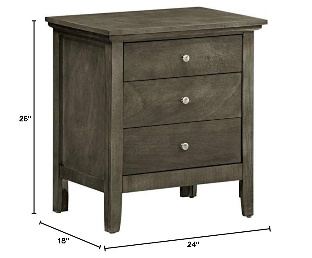 Home Square 2-Piece Solid Wood Nightstand Set with 3 Drawers in Gray - Perfect for Bedroom Furniture, Guest Room Storage & Modern Home Decor