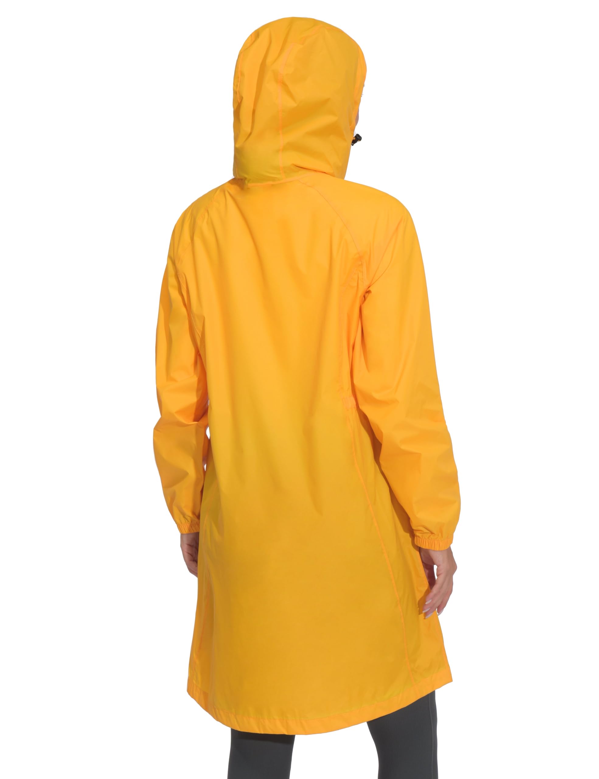 Mapamyumco Women's Ultra-Light Packable Waterproof Long Rain Jacket with Hood - Windproof Travel Raincoat with Zipper Pockets for Hiking, Camping & Outdoor Activities