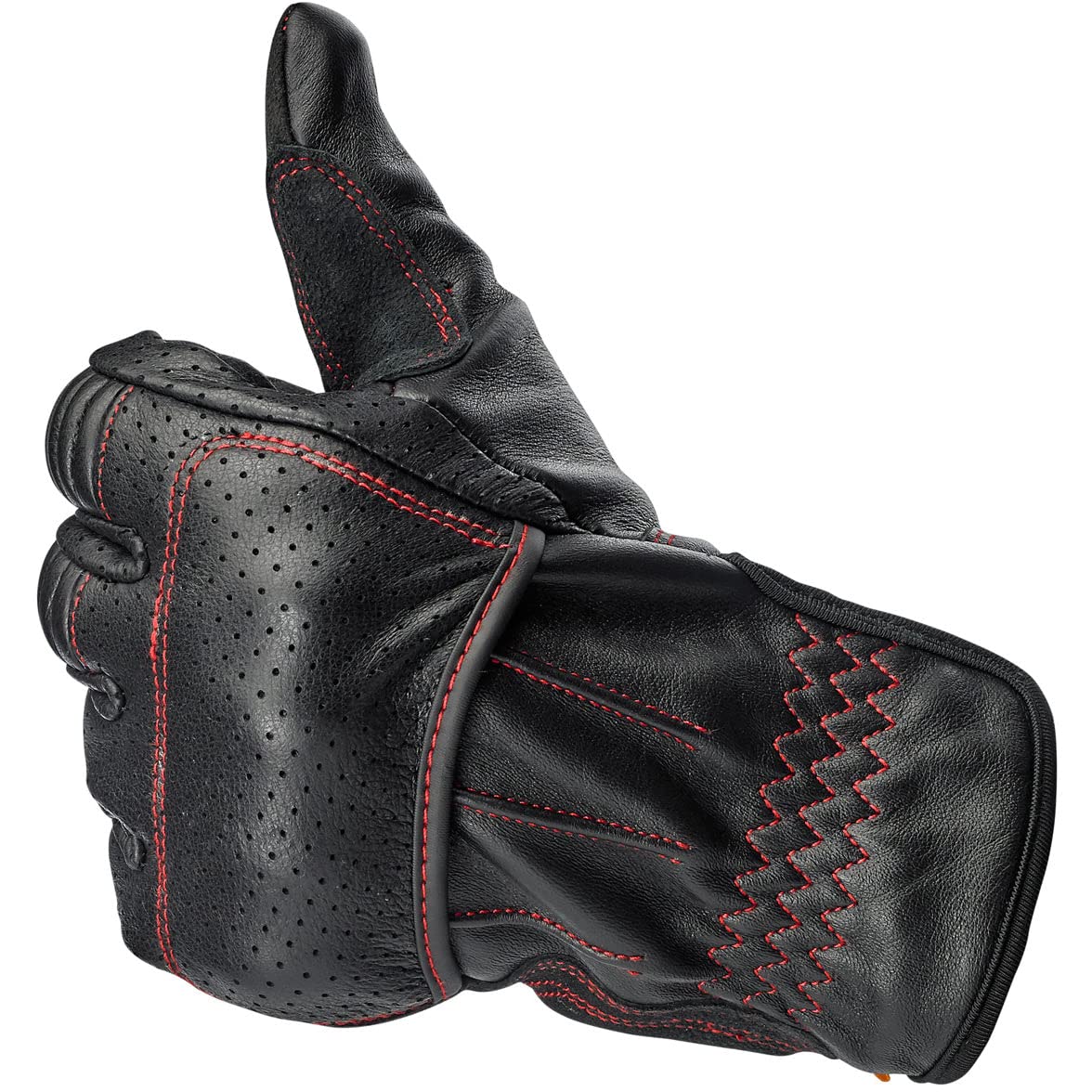 Biltwell Borrego Motorcycle Gloves - CE Certified, Abrasion Resistant, Shock Absorbing, Hard Knuckle Protection (Redline) - Ideal for Street Riding, Cruisers & Adventure Biking