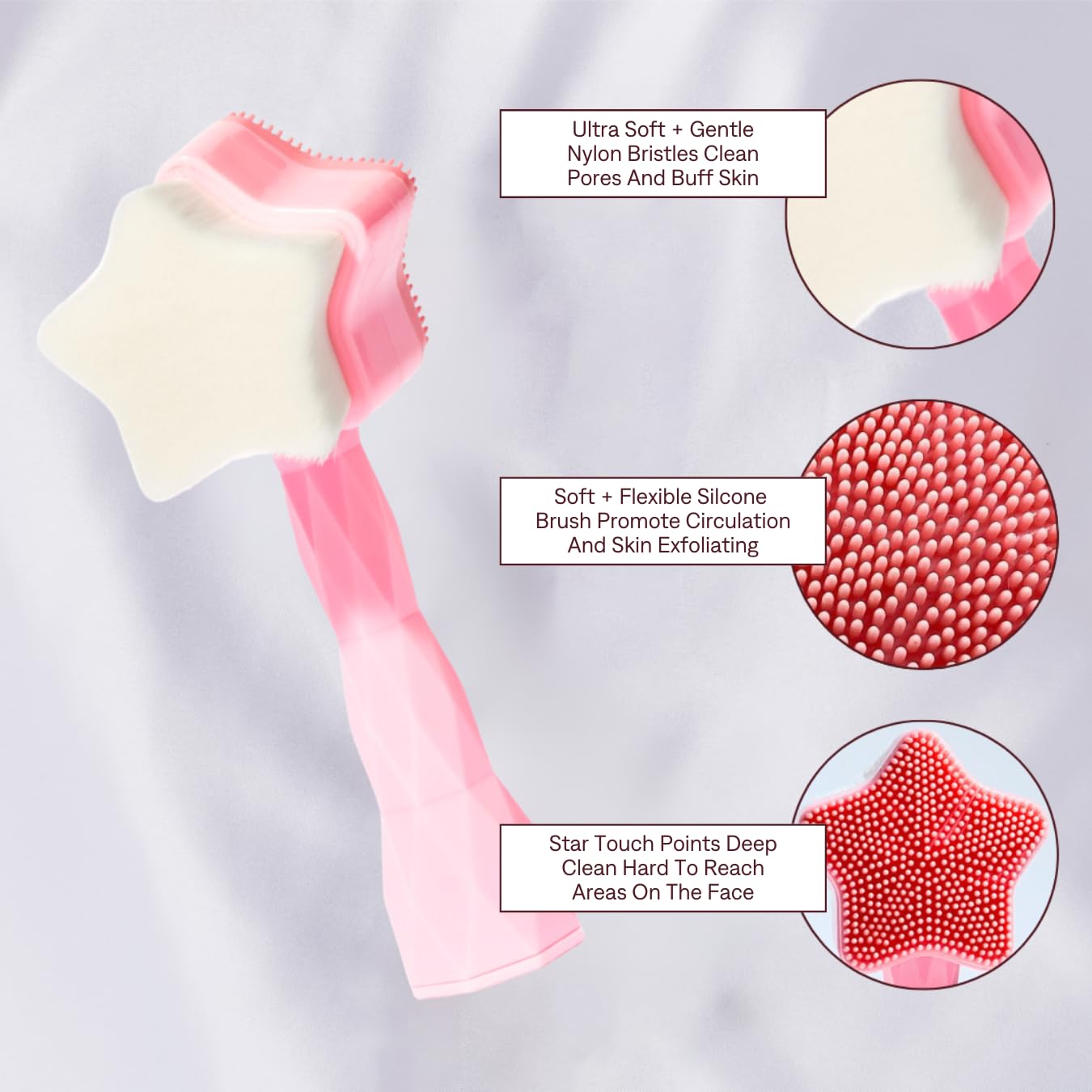 All Star Face Brush - 2-in-1 Manual Facial Cleansing Brush with Silicone Scrubber for Deep Pore Exfoliation & Skin Massage | Perfect for Daily Skincare Routine & Spa-Like Experience at Home