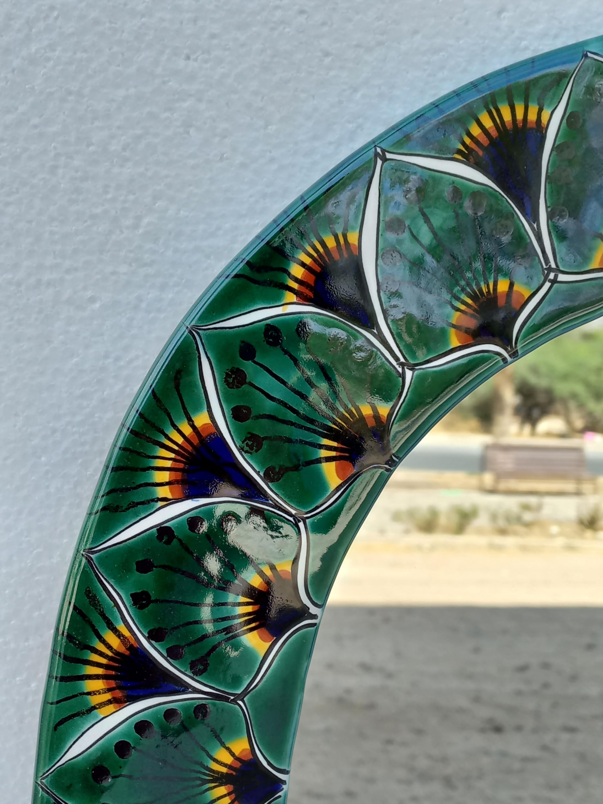 Handcrafted Talavera Mirror for Bathroom Wall Decor - Mexican Pottery Folk Art Hanging Vanity Mirror - Perfect for Bathroom, Bedroom, and Entryway Décor