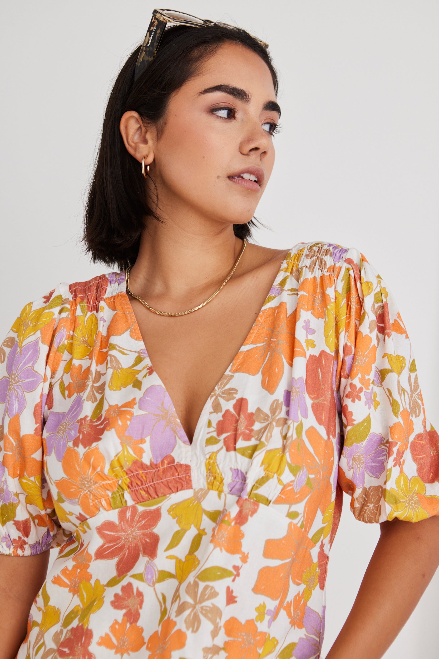 Believer Women's Fruity Floral Short Sleeve V-Neck Blouse - Casual Summer Tops for Beach, Date Night & Office Wear