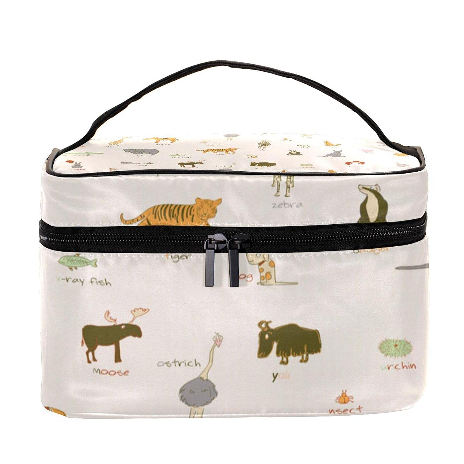 Animal Alphabet Cosmetic Bag - Large Travel Makeup Organizer for Women & Girls - Perfect for Toiletries & Travel Essentials