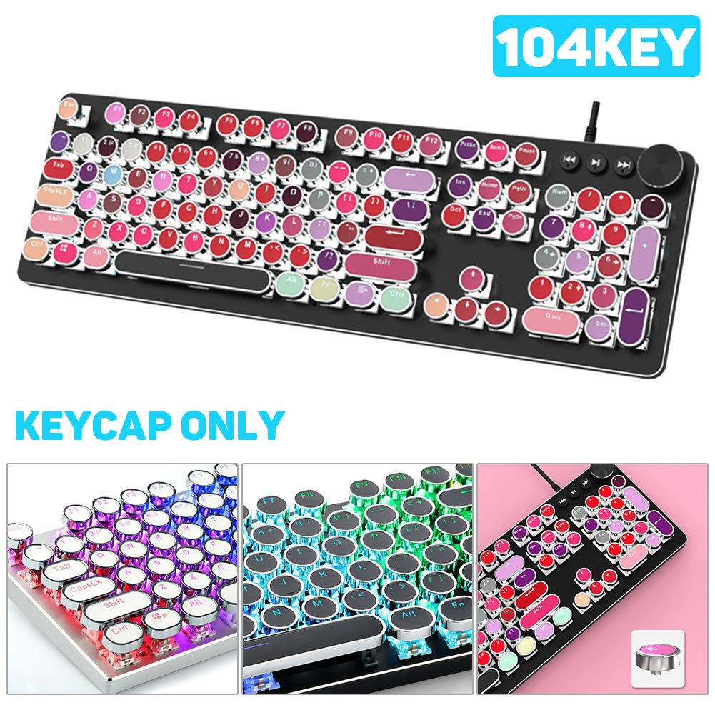 PBT Keycap Set - 104Pcs Cherry MX Compatible Mechanical Keyboard Keycaps (White) - Perfect for Gaming, Typing & Office Work