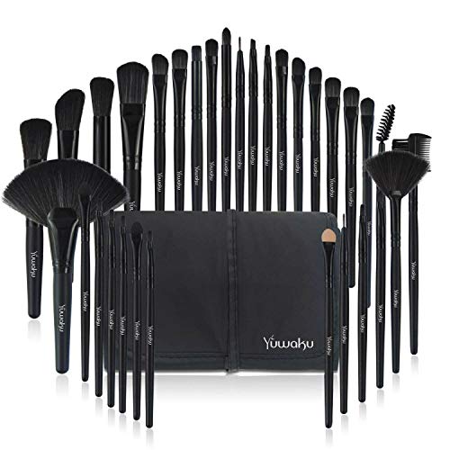 32-Piece Professional Makeup Brush Set by Yuwaku - Kabuki & Foundation Brushes for Flawless Makeup Application | Perfect for Contouring, Blending & Everyday Beauty Routine