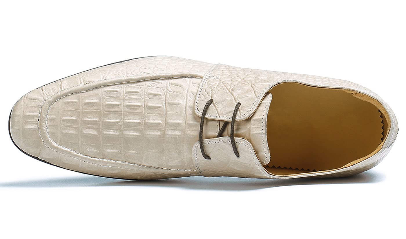 Men's Formal Dress Shoes - Modern Lace-Up Oxford Shoes for Business & Wedding - Ivory - Perfect for Office, Interviews & Special Occasions