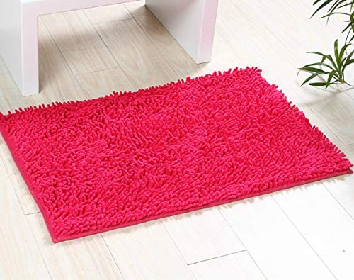 ChezMax Super Absorbent Non-Slip Chenille Doormat - 18x27 Inch Bathroom & Kitchen Floor Rug for Indoor/Outdoor Use - Rose Red | Perfect for Entryway, Front Door, Shower & Laundry Room