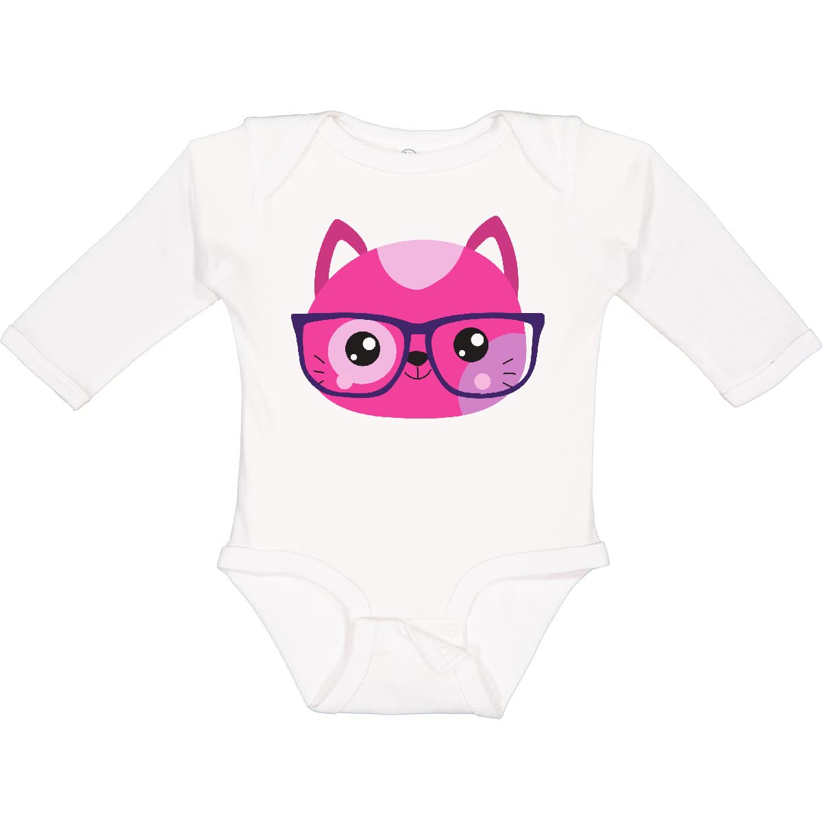 Inktastic Hipster Cat with Glasses - Cute Kitten Long Sleeve Bodysuit for Babies & Toddlers - Perfect for Playdates, Photo Shoots & Casual Outings