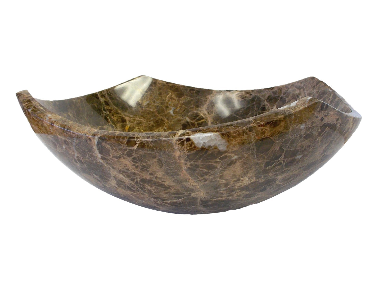 Dark Emperador Marble Arched Edge Vessel Sink - Modern Bathroom Vanity Sink for Luxury Home Decor & Spa Style Bathrooms