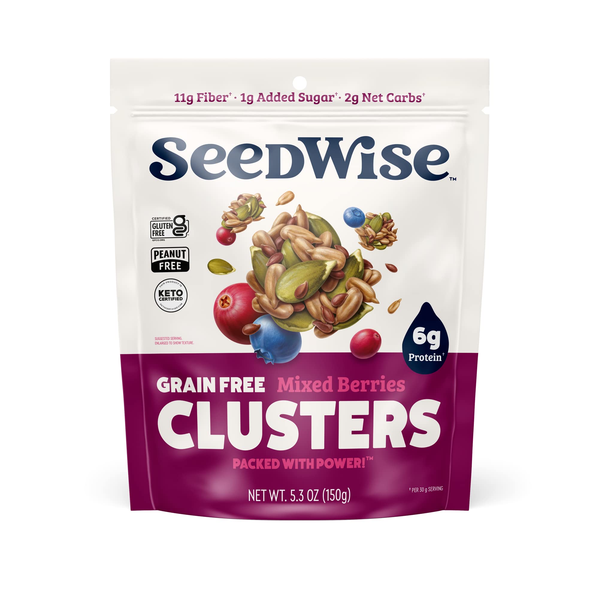 Ozery Bakery Super Seed Crunch Clusters - Mixed Berries, Vegan, Keto, Gluten-Free, Plant-Based Snack, 5.3oz (3-Pack) | Healthy On-The-Go Breakfast, Post-Workout Energy Boost & Office Snacking