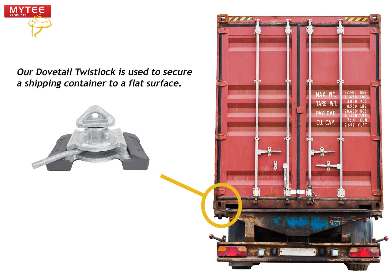 2 Pack Sea Rail Shipping Container Manual Twist Lock - Dovetail Style for Securing Shipping Containers to Flat Surfaces & Ground | Heavy Duty Cargo Lock for Intermodal Transport, Ports & Construction Sites