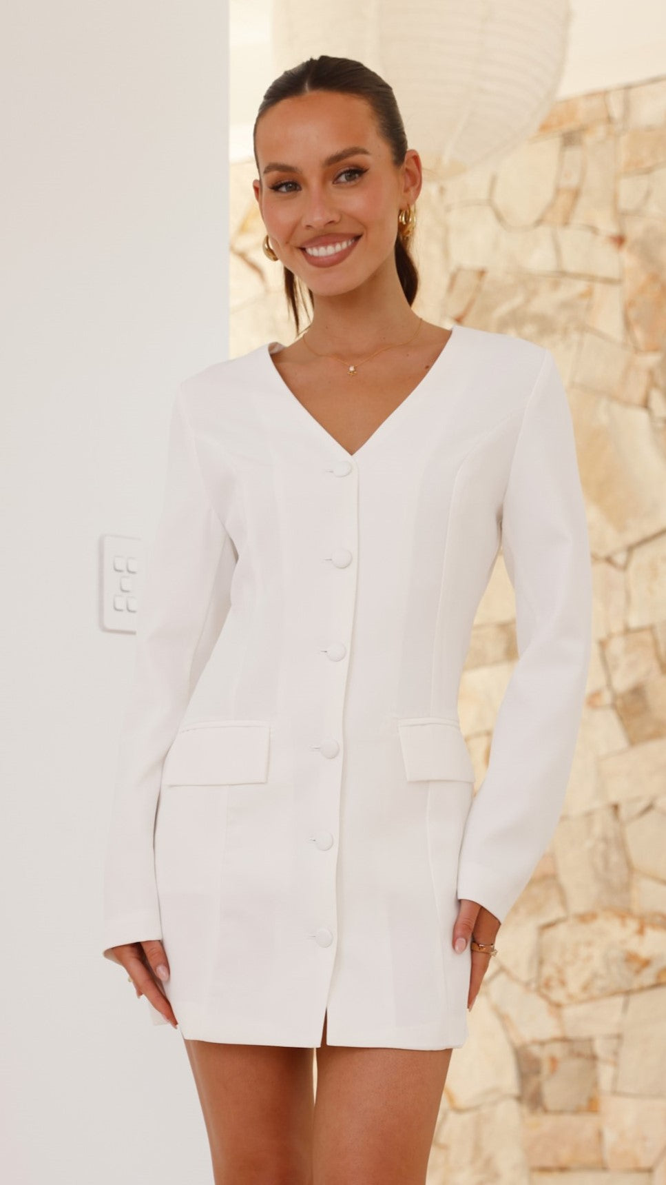 Elegant White Long Sleeve Mini Dress for Women - Perfect for Party, Date Night & Special Occasions