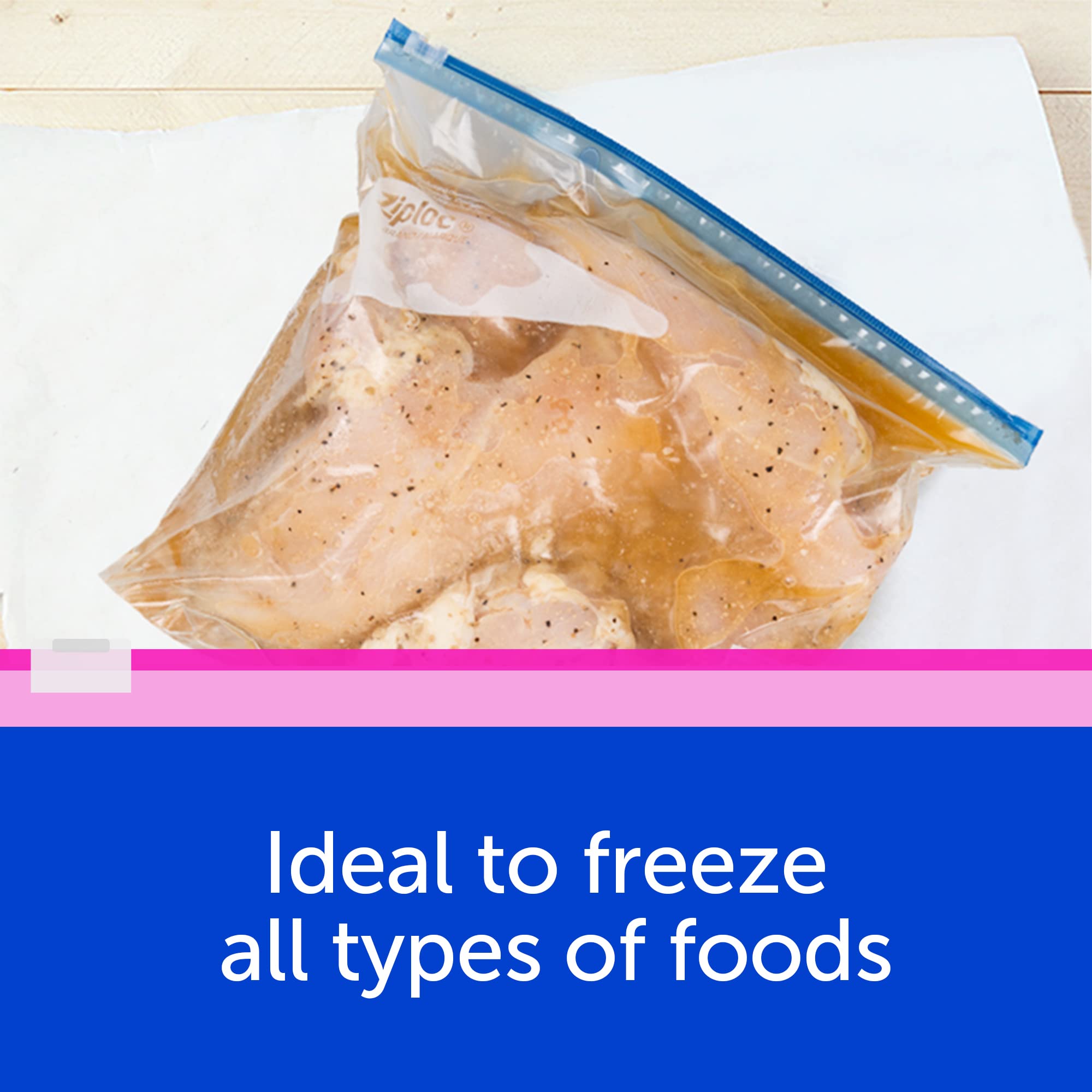 Ziploc Gallon Food Storage Freezer Bags with Slider Closure | 72 Count | Heavy Duty Power Shield Technology for Extra Durability | Perfect for Meal Prep, Freezing Meat & Long-Term Food Storage