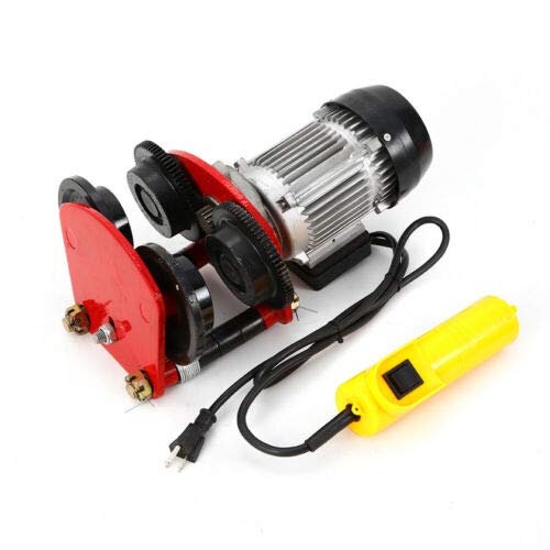 Mini Electric Wire Rope Hoist 110V/220V 2200lbs Capacity - Portable Electric Winch Crane with Trolley & Remote Control for Home Garage, Workshop, and Construction Lifting