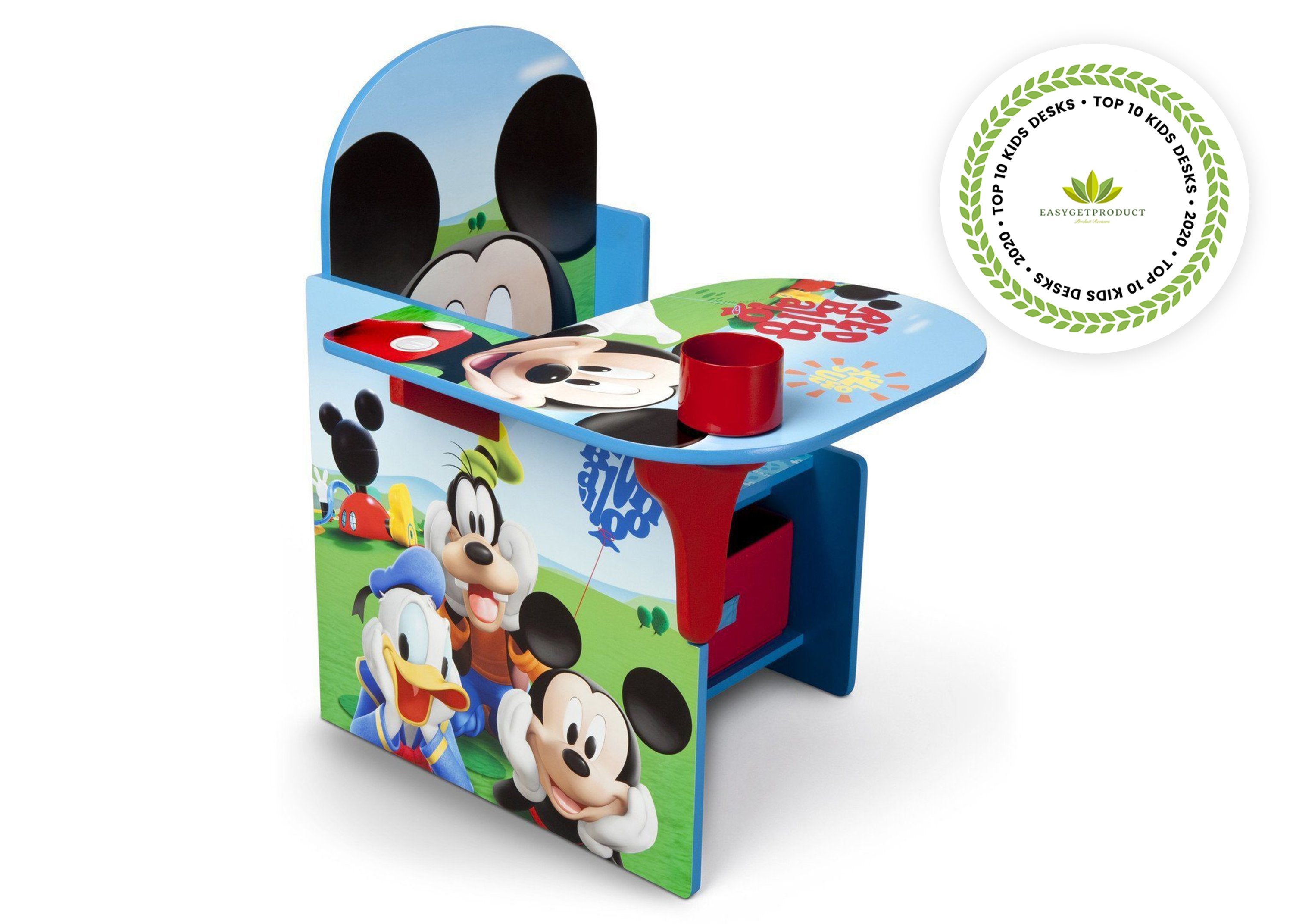 Mickey Mouse Kids Study Desk with Storage Bin - Perfect for Homework, Drawing & Organizing Toys in Bedroom or Playroom