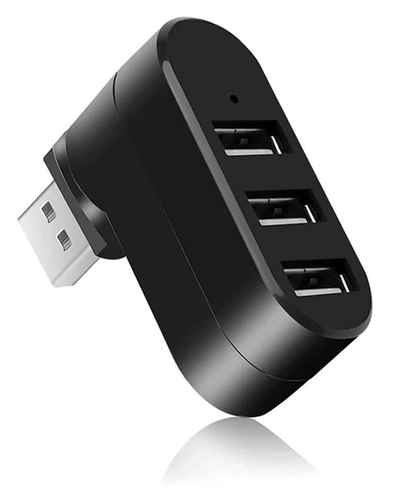 3-Port USB 2.0 Hub Adapter - Mini Portable Rotating USB Splitter for PC Laptop - Expand Connectivity for Office, Travel & Home Workspace