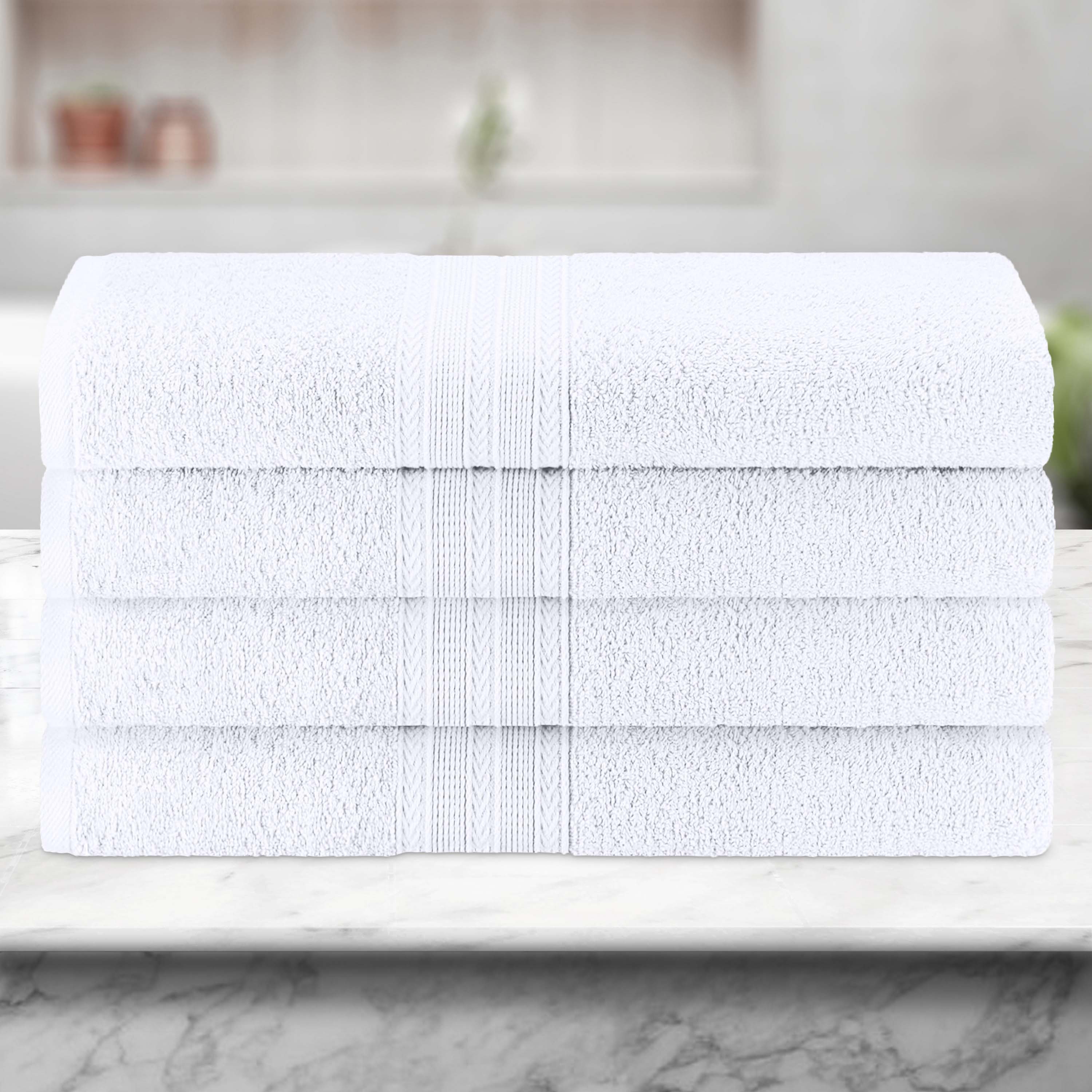 Premium 100% Cotton Eco-Friendly 4-Piece Bath Towel Set - Soft, Absorbent & Hypoallergenic - Perfect for Spa, Bathroom & Beach Use