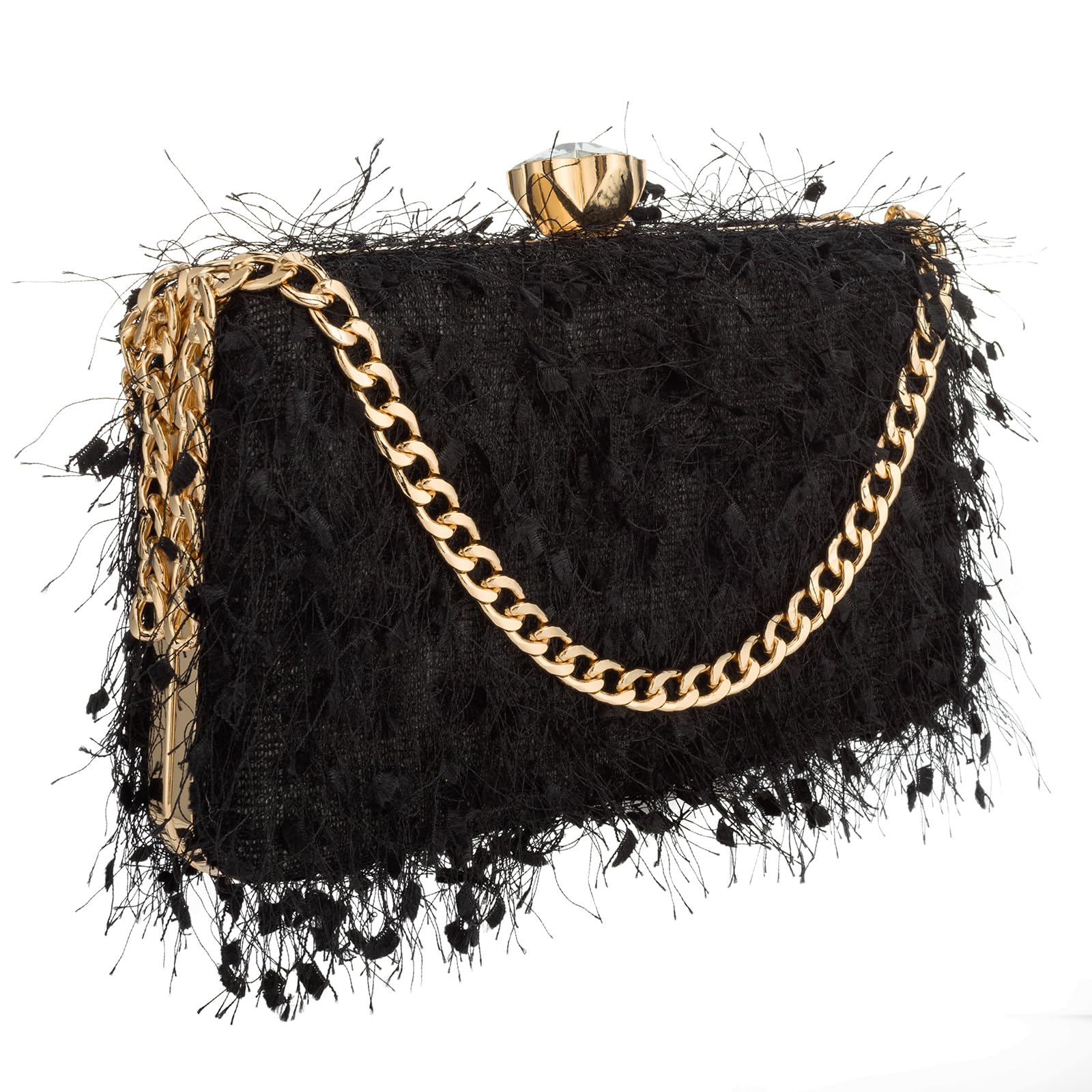 YYW Women's Cute Fluffy Clutch Purse - Elegant Evening Handbag for Wedding, Party & Banquet | Perfect Shoulder Bag for Formal Events, Date Nights & Special Occasions