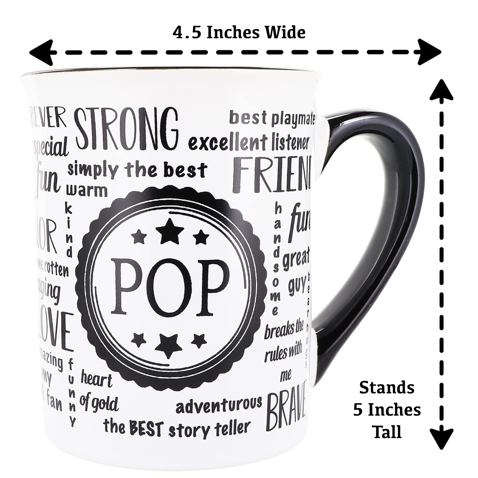 16oz Papa Pop Ceramic Coffee Mug - Insulated Travel Mug for Hot & Cold Drinks, Funny Gift for Dad, Grandpa, Men - Perfect for Office, Home Decor & Christmas Presents