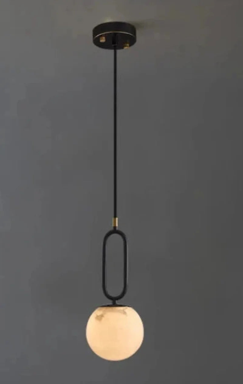 Orbit Glow Marble & Brass Pendant Light - Modern Ceiling Fixture for Dining Room, Kitchen Island, and Living Room Decor