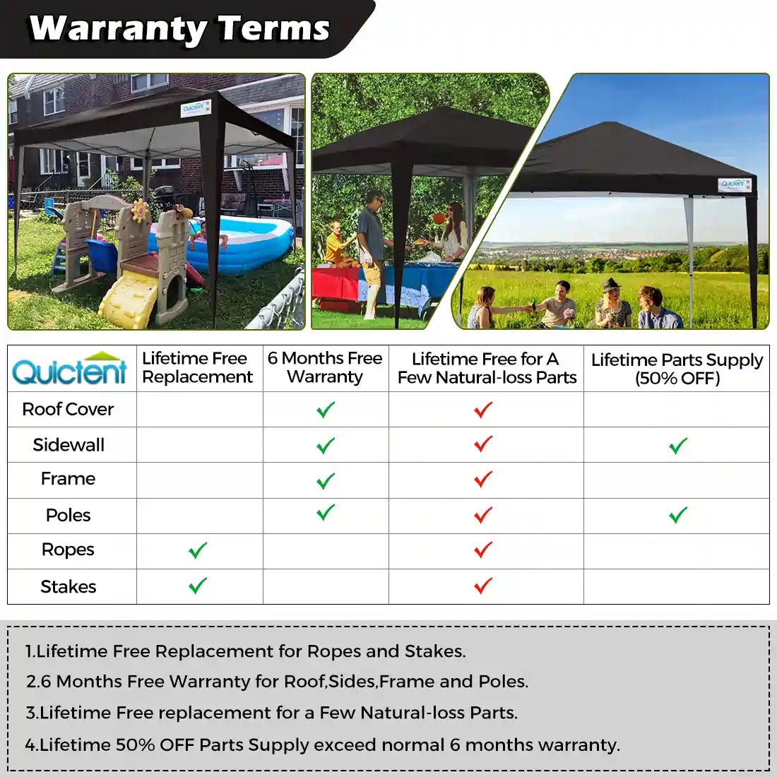 10' x 10' Instant Pop Up Canopy Tent with No Side Walls - Portable Outdoor Shelter for Camping, Beach, Picnics & Backyard Parties