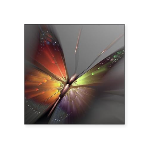 White - Multicolored Butterfly Square Sticker 3 X 3