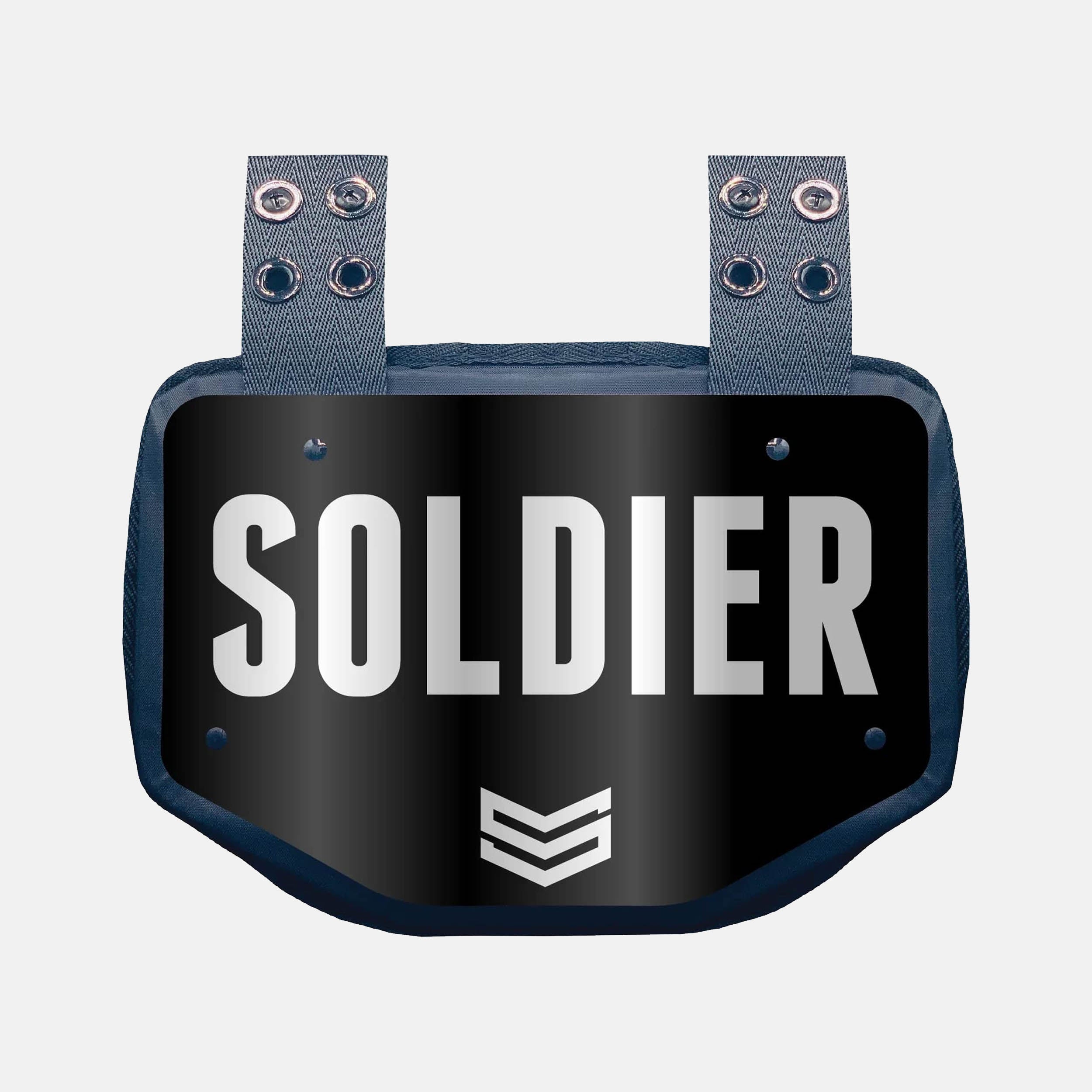 Chrome & Black Soldier Football Backplate - Durable Football Shoulder Pads for Youth & Adult Players - Perfect for Training, Games, and Team Sports