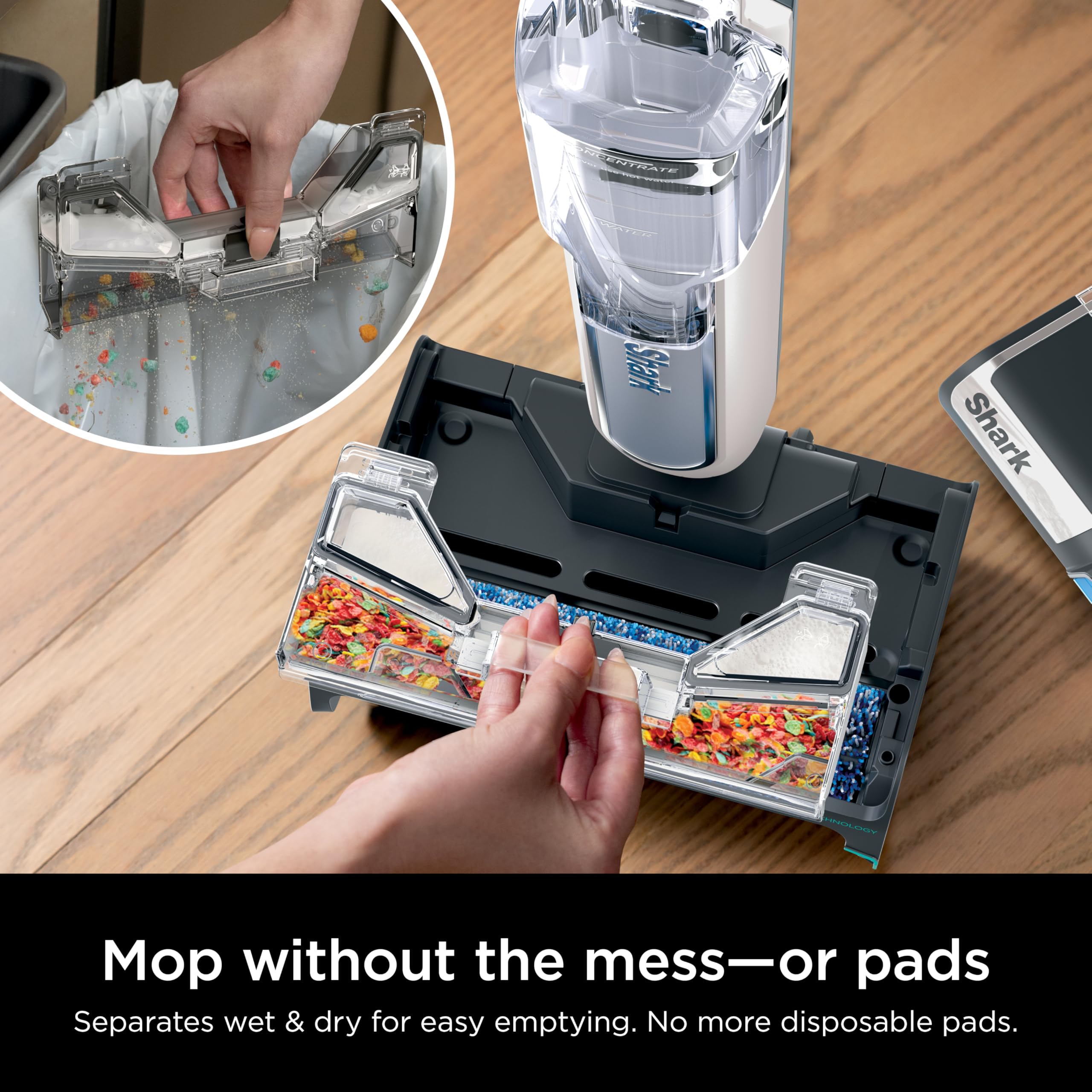 Shark HydroDuo Cordless Hard Floor Cleaning System with Dirt-Reveal Technology | Wet & Dry Debris Pickup | Mops & Scrubs Simultaneously | Works on Hardwood, Tile, Laminate & Stone Floors | Perfect for Daily Cleaning in Kitchens, Bathrooms & High-Traffic Areas | Stone Metallic WW201