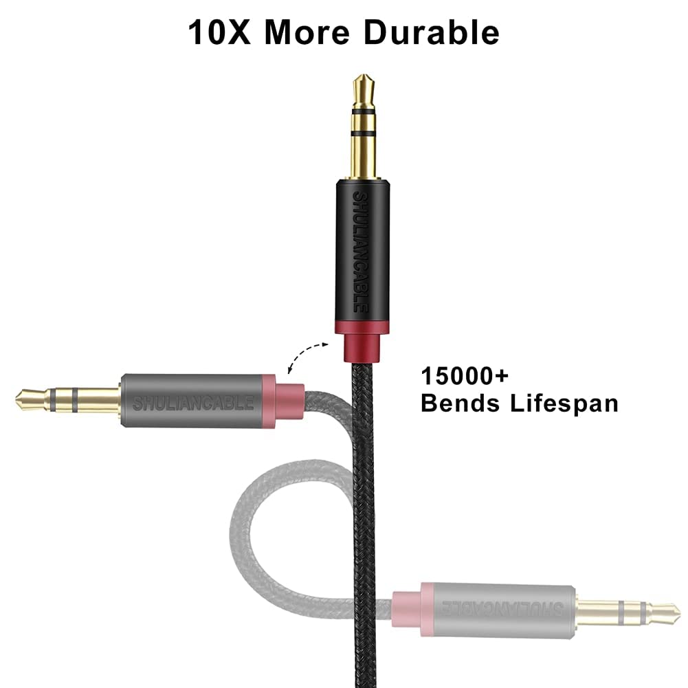 Premium 3.5mm Male to Male Stereo Aux Cable - Nylon Braided Audio Jack Cable for iPhone, Samsung, iPad, Car Stereo & Headphones - 6.6ft/2M Durable AUX Cord for Music, Gaming & Car Audio Systems