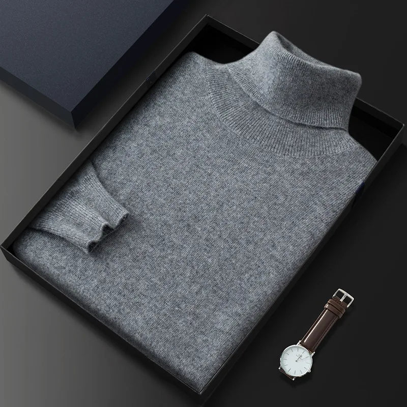 Premium 100% Cashmere Men's Turtleneck Sweater - Ultra Soft & Warm Winter Pullover - Roll Neck Knit Jumper for Men - Perfect for Office, Date Night & Cold Weather Layering