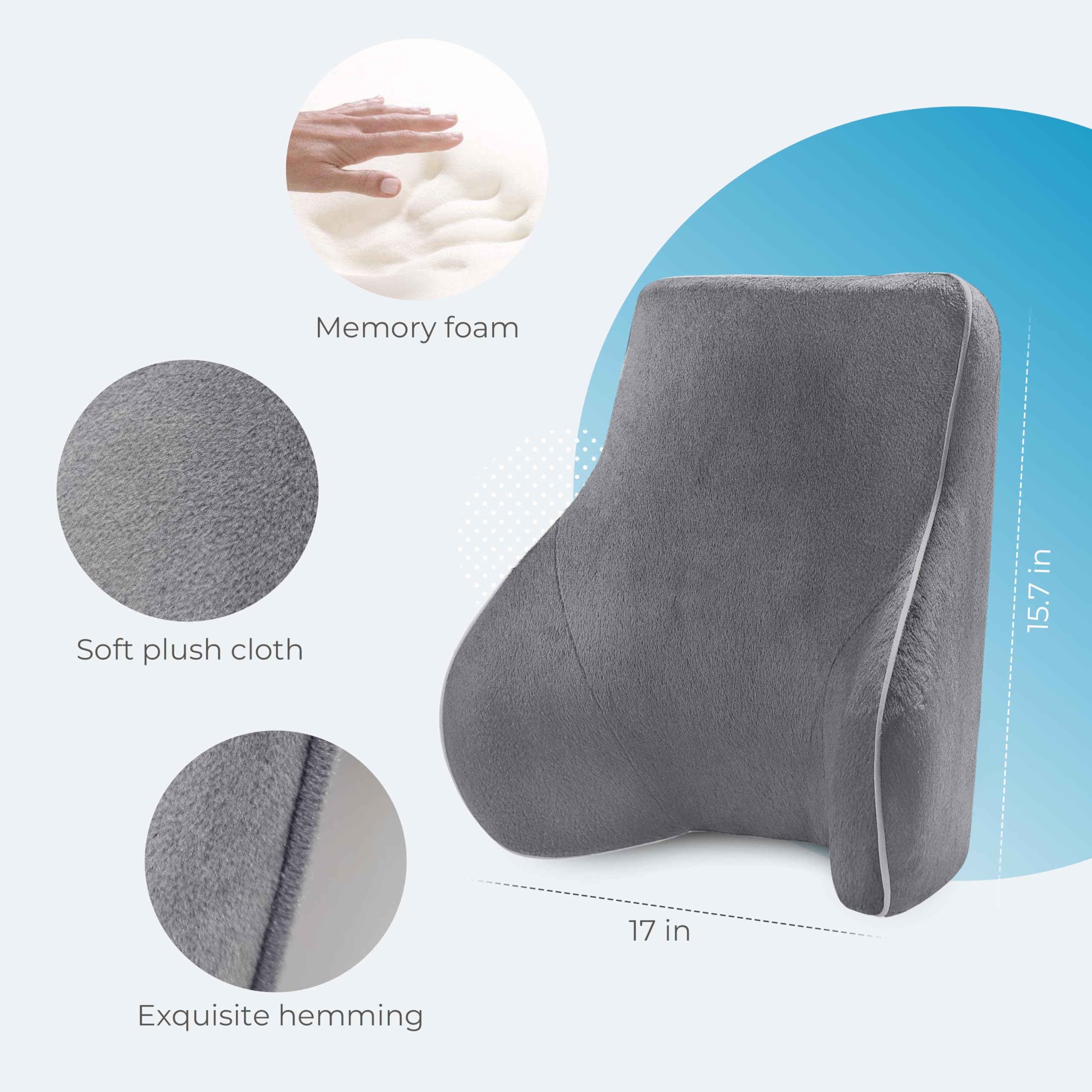 COMFIER Lumbar Back Support Pillow for Office Chair with 3 Vibration Modes & 2 Heat Levels - Gray | Ergonomic Massage Cushion for Home, Car & Office Use | Relieves Back Pain & Improves Posture
