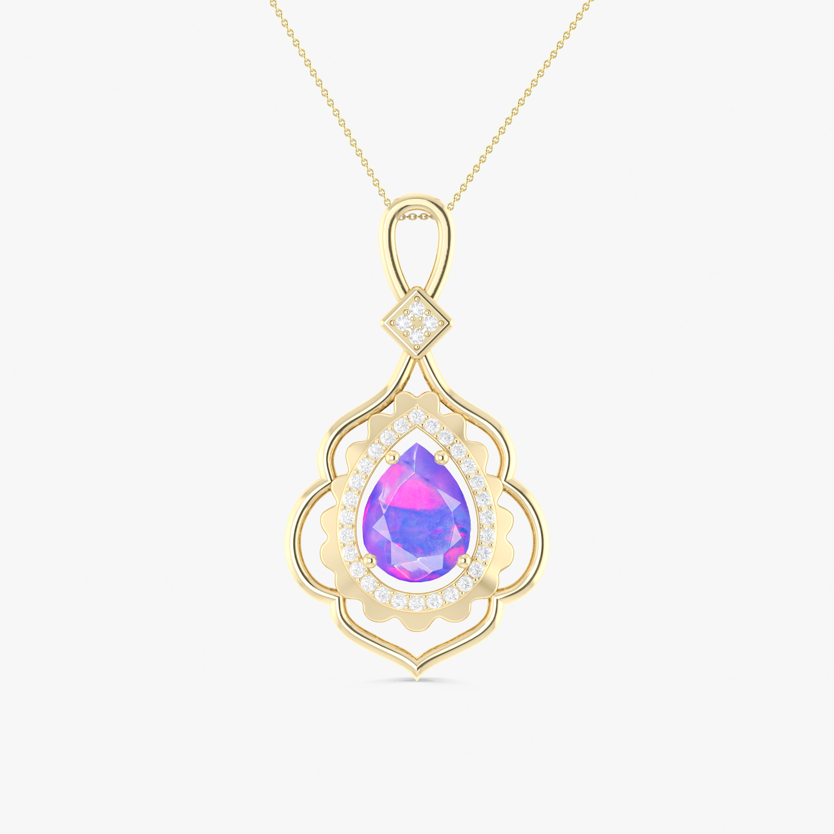 Natural Lavender Opal Pendant Necklace with Pear Stone Charm - Elegant Bohemian Jewelry for Women, Perfect for Weddings, Parties & Everyday Wear