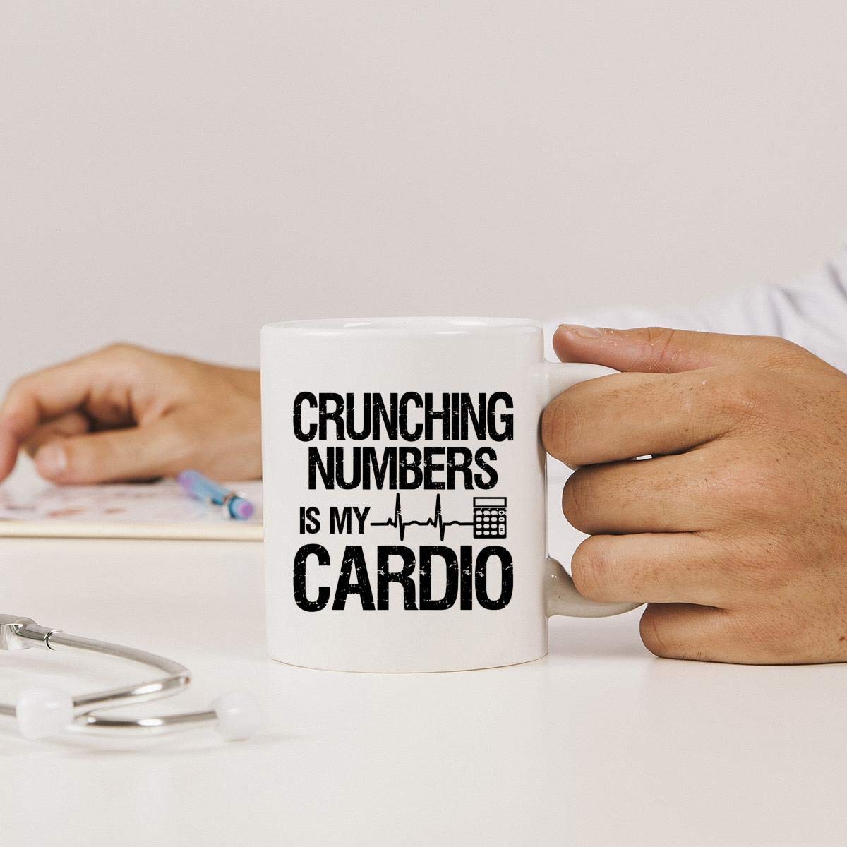 Funny Accounting Mug - Crunching Numbers Is My Cardio Accountant CPA Joke Gift - Coffee Cup for Accountants, CPAs & Finance Professionals - Perfect Office Gift for Coworkers & Bosses