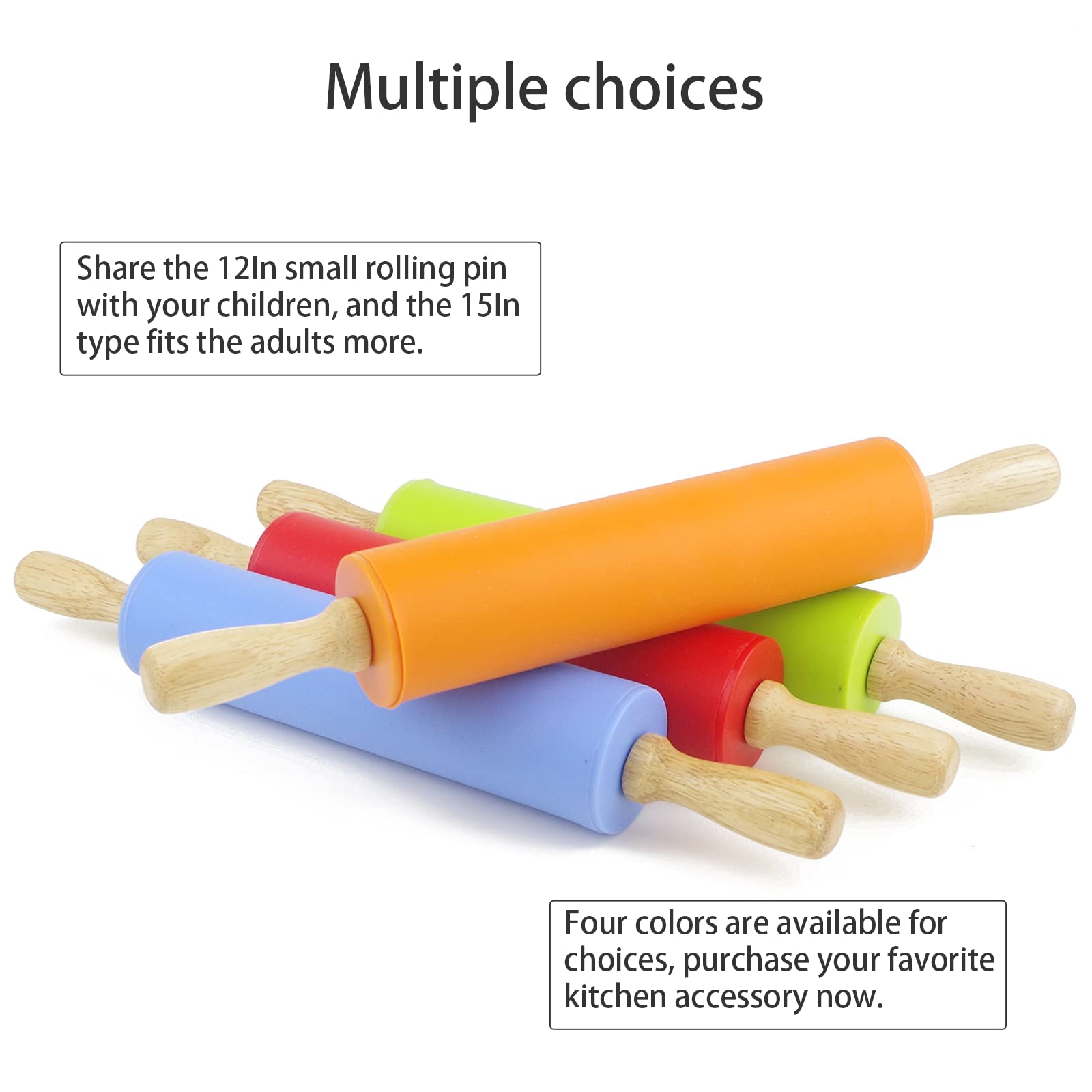 Non-Stick Silicone Rolling Pin with Wooden Handle - Perfect for Baking, Pastry, Dough, Cookies & Pie Crust - Essential Kitchen Tool for Home Bakers & Professional Chefs