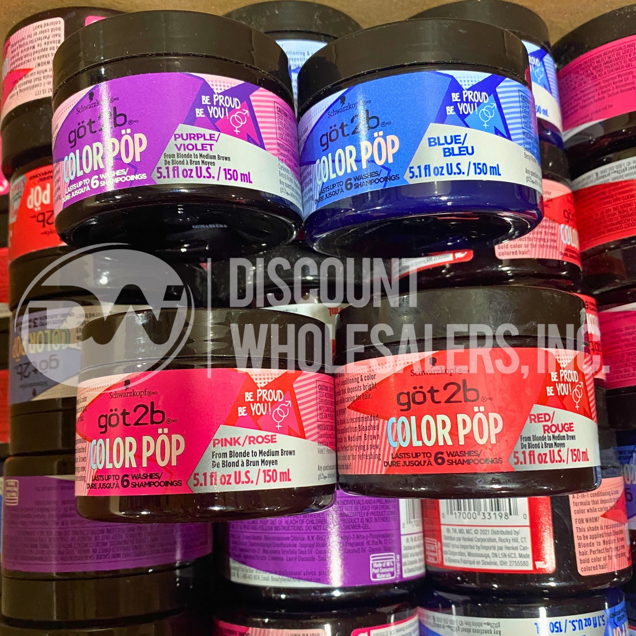 Schwarzkopf Got2b Color Pop Hair Dye - 5.1 Fl Oz (50 Pcs Lot) - Semi-Permanent Vibrant Hair Color for DIY Home Use & Salon Styling