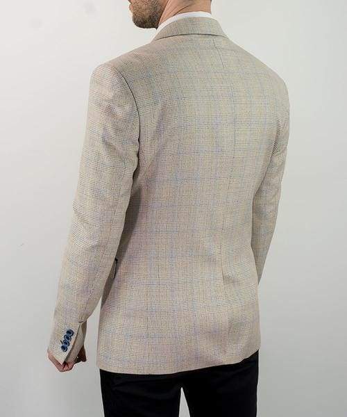Cavani Caridi Men's Cream Tweed Check Blazer Jacket - Perfect for Business Meetings, Weddings & Formal Events