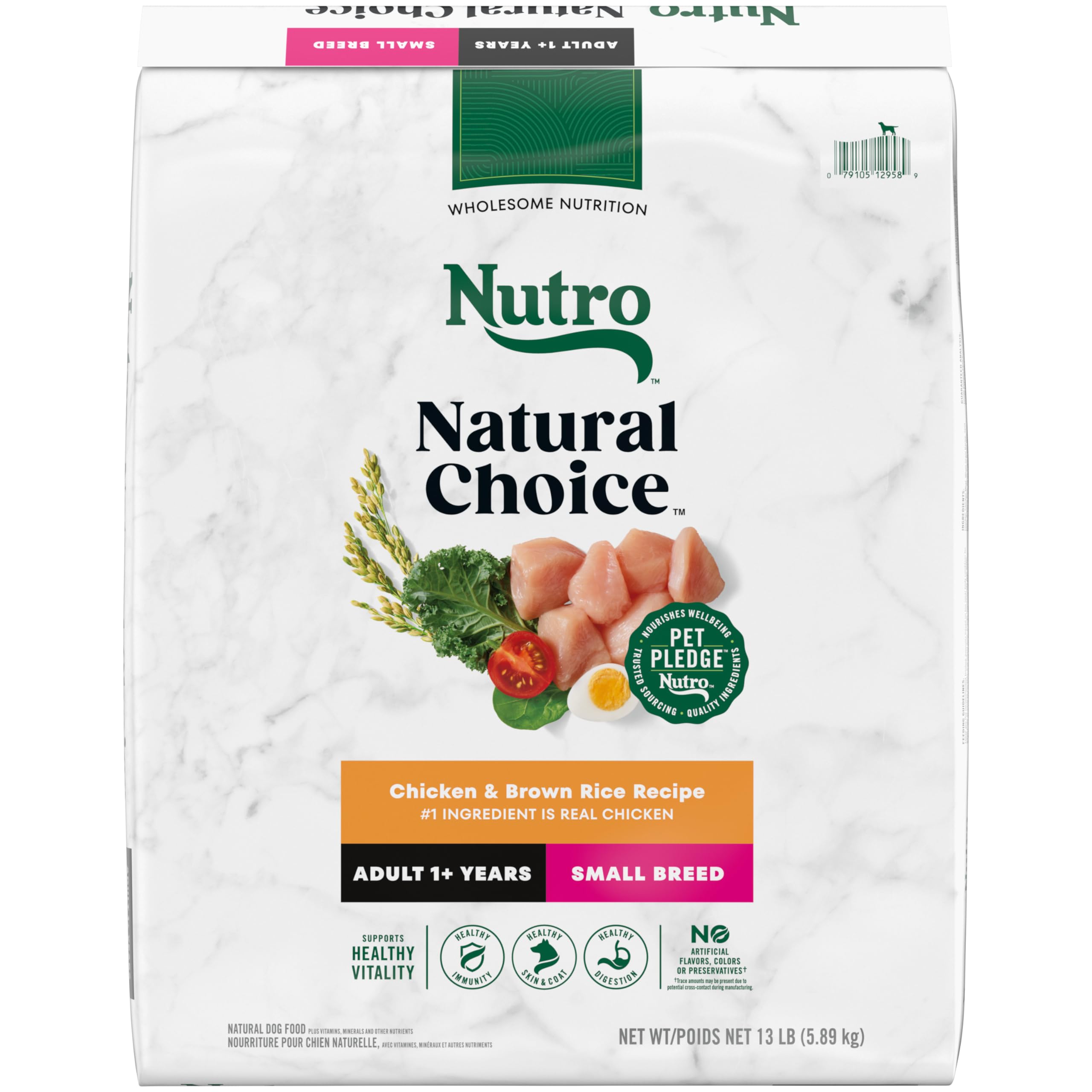Nutro Natural Choice Adult Small Breed Dry Dog Food - Chicken & Brown Rice Recipe, 13 lb Bag - High Protein Kibble for Small Dogs - Perfect for Indoor Pets & Active Lifestyles