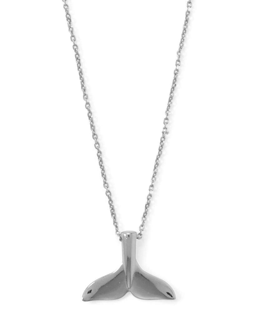 Whale Tail Pendant Necklace for Women - Sterling Silver Rhodium Plated Hypoallergenic Jewelry - Perfect for Beach, Boho & Ocean Lover Gifts