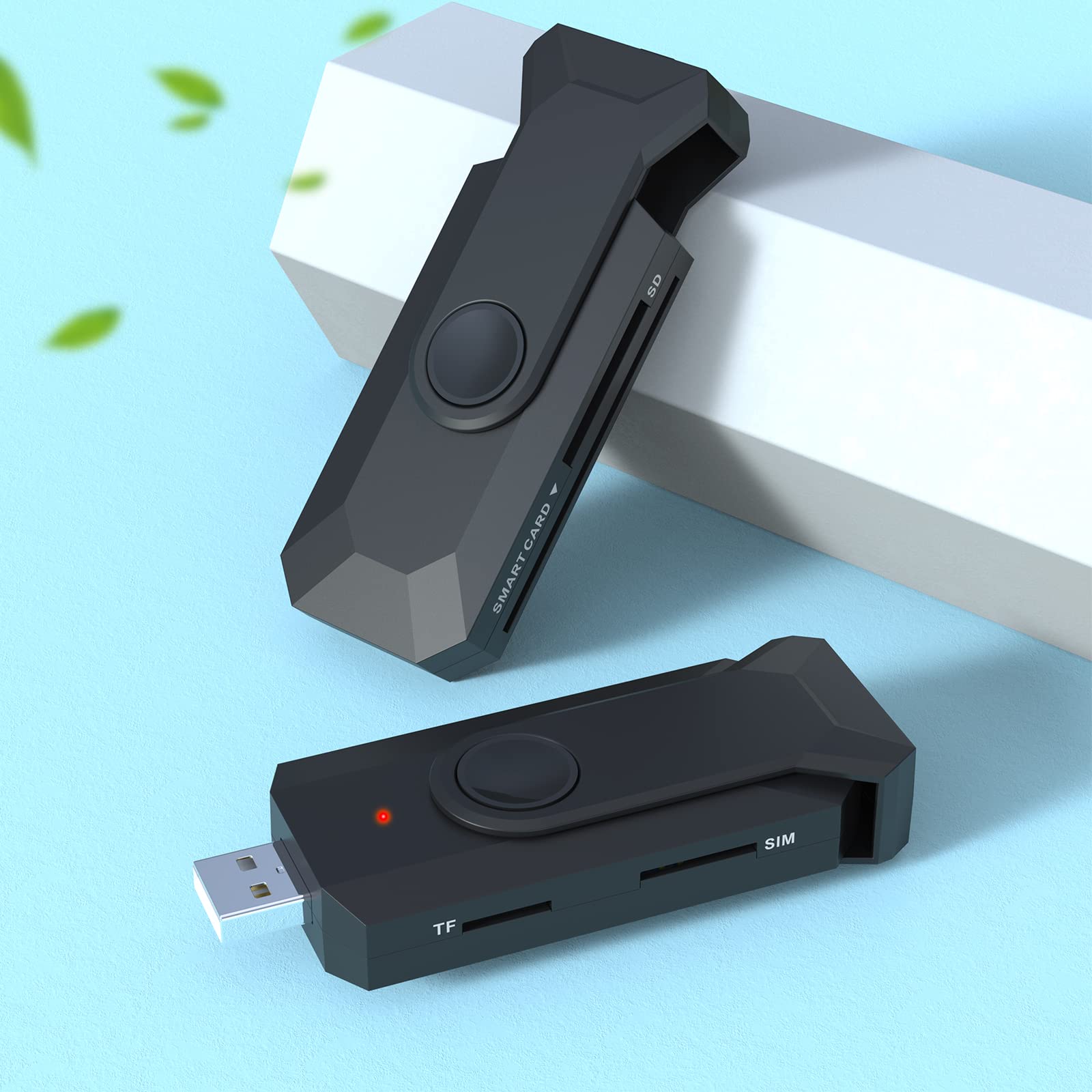 Rocketek 4-in-1 USB Memory Card Reader - SDHC/SDXC/SD & Micro SD Card Adapter with CAC Smart Card Reader for SIM/TF/MMC RS - Compatible with Windows, Mac OS X, Linux/Unix - Perfect for Data Transfer, Photo Backup & Digital Security Access
