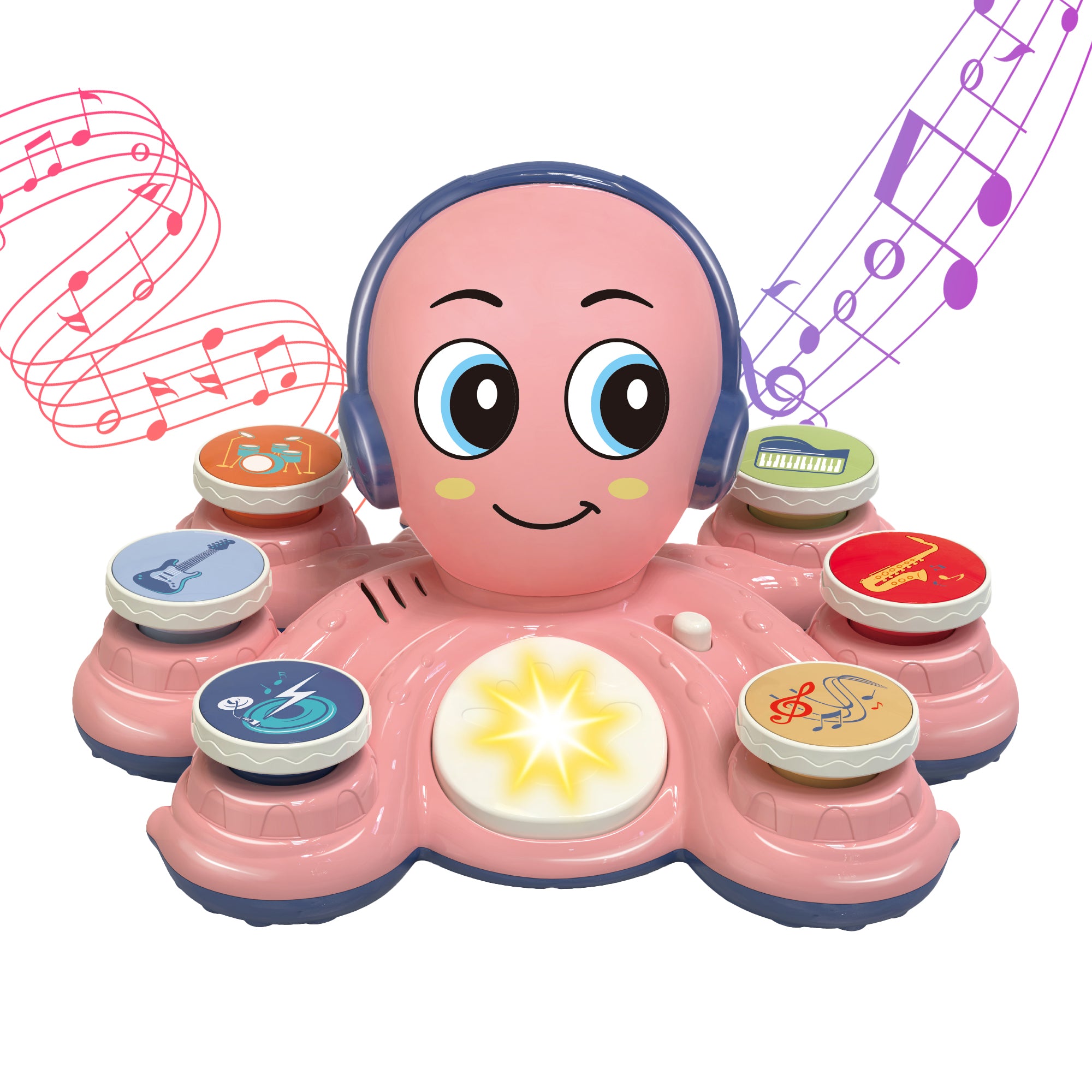 Contixo Pink Musical Octopus Baby Piano Toy with Lights & Sounds - Interactive Learning Toy for Toddlers, Perfect for Early Childhood Development & Playtime Fun