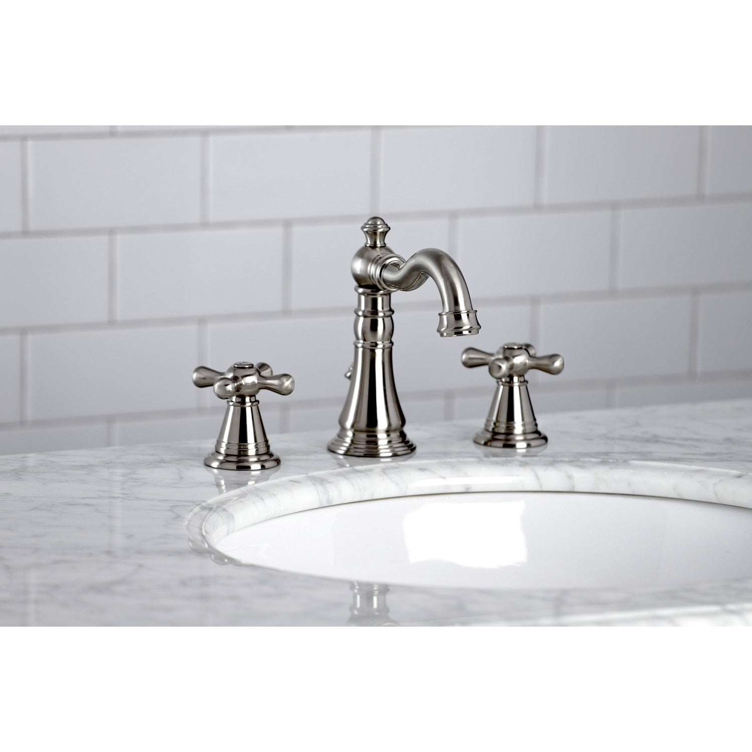 American Classic FSC1978AAX 3-Hole Widespread Bathroom Faucet with Pop-Up Drain - Brushed Nickel Finish - Perfect for Modern Bathroom Vanities and Powder Rooms