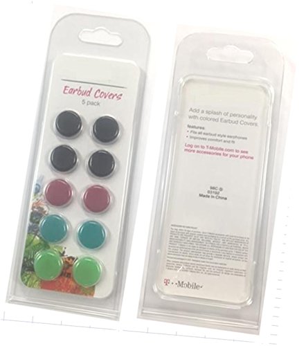 **Replacement Foam Ear Pads for iPhone Headphones - 5 Pack in 4 Colors (Universal Fit) - Compatible with T-MOBILE - Soft & Durable Cushions for Comfortable Listening at Home, Work, or Gym**