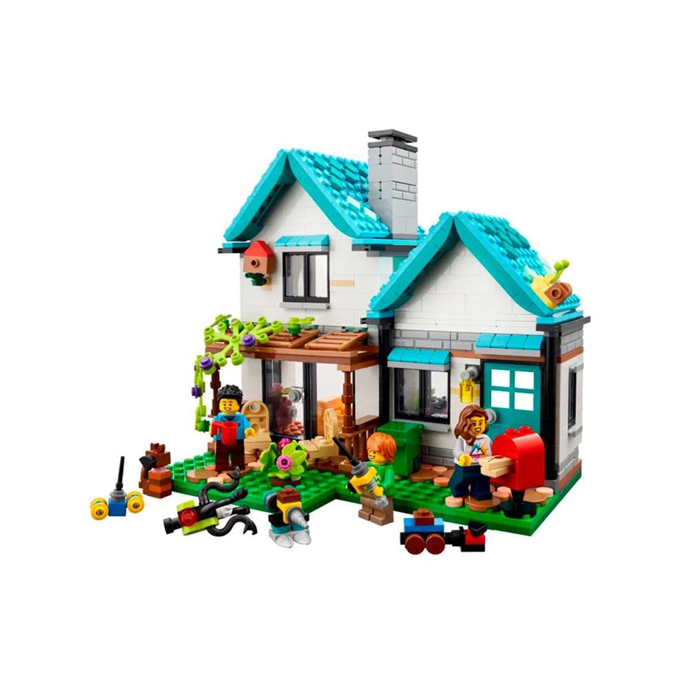 LEGO Creator 3 in 1 Cozy House Building Kit - Build 3 Different Houses with Family Minifigures & Accessories | Creative DIY Construction Toy for Kids, Boys & Girls Ages 6+ | Perfect for Indoor Play, Birthday Gifts & STEM Learning (Model 31139)