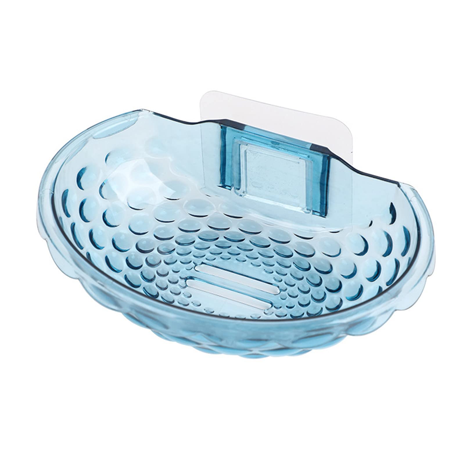 JESEBROD Acrylic Soap Dish Holder with Quick Drain - Wall Mounted Bathroom Soap Tray for Bar Soap Storage | Durable Adhesive Base | Transparent Blue | Perfect for Shower, Sink & Vanity Organization